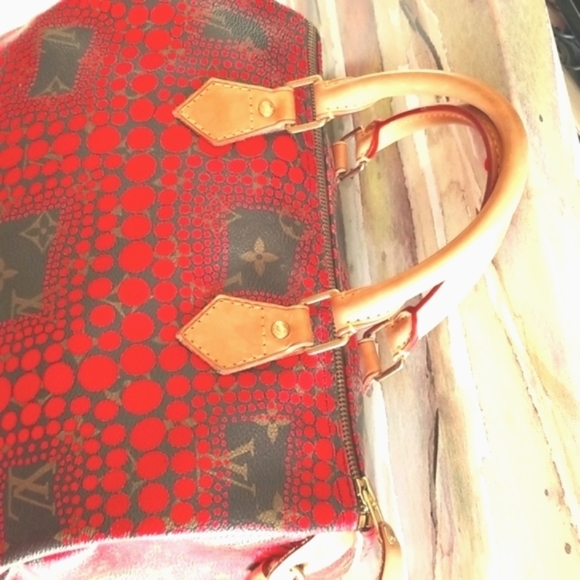 LOUIS VUITTON Speedy 30 Yayoi Kusama 2012 LTD ED Pumpkin Infinity Red Purs Bag - Picture 4 of 16